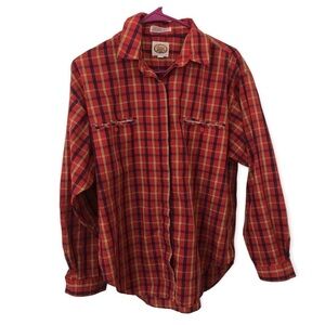 Vintage Picket and post red plaid long sleeve button down shirt